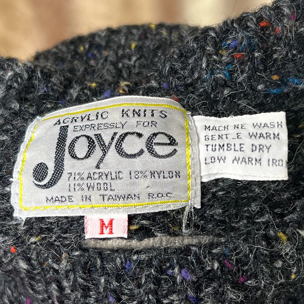 Vintage Sleeveless Sweater 80s Knit Striped Gray Red Acrylic Skater Academia - Picture 3 of 6